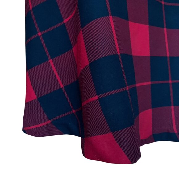 ICÔNE - RED Elegant Midi Checkered Skirt with Flared Hem and Pockets - XL - Picture 6 of 8